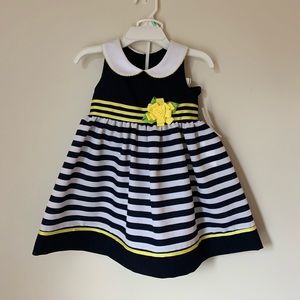 iris & ivy navy stripe yellow dress toddler 18M